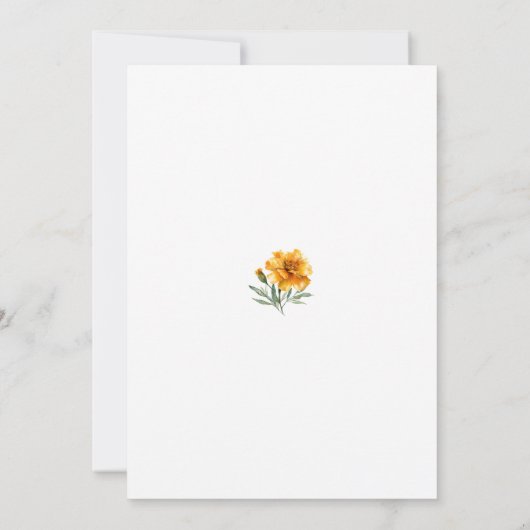 Orange Yellow Marigold Boho Botanical Wedding  Kaart (Achterkant)