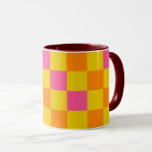 Orange Yellow Pink Checkered Pattern Design  Mok (Voorkant rechts)