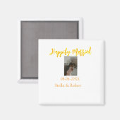 Orange yellow retro photo happily married couple magneet (Voorkant / Achterkant)