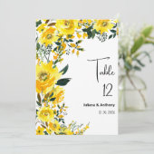 Orange yellow summer botanic floral Table Numbers Kaart (Staand voorkant)