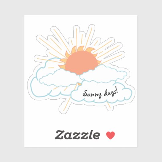 Orange Yellow Sun Shine Clouds Sticker (Vel)