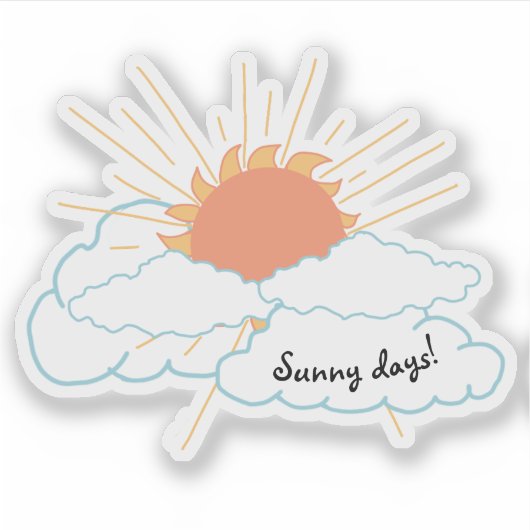 Orange Yellow Sun Shine Clouds Sticker (Voorkant)