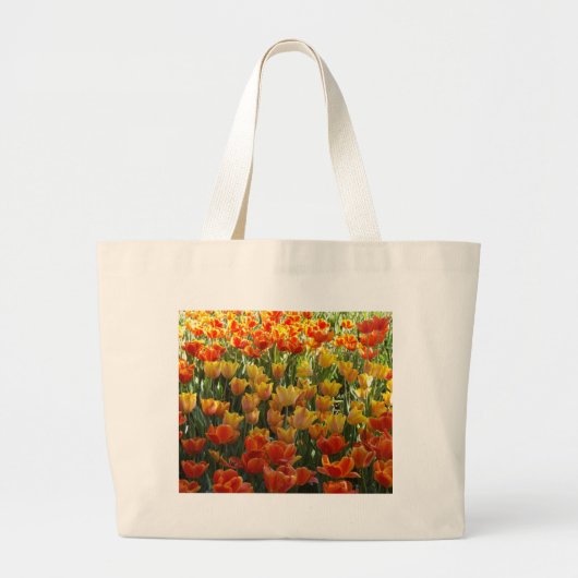 Orange-&-Yelow-Tulips.jpg Grote Tote Bag (Voorkant)