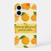 Orange you glad you're cute? orange patterns iPhone 16 hoesje (Achterkant)