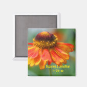 Orange Zinnia Flower Personalized Wedding  Magneet (Voorkant / Achterkant)