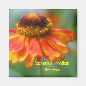 Orange Zinnia Flower Personalized Wedding  Magneet (Voorkant)