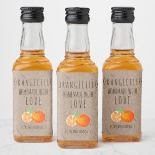 Orangecello Huisgemaakt met Liefde Kraft Papier Likeurfles Etiket
