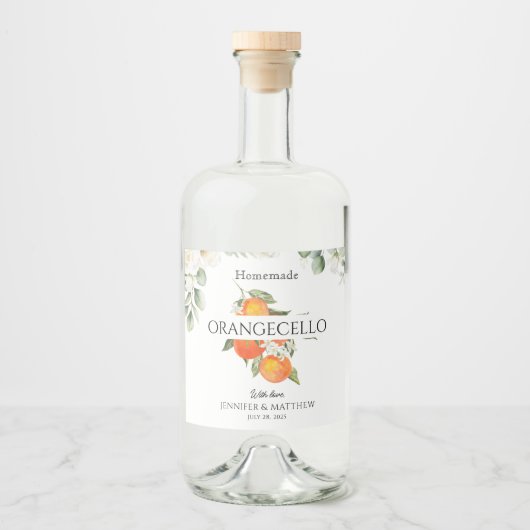Orangecello Label Citrus Orange Wedding Favor Likeurfles Etiket (Voorkant)