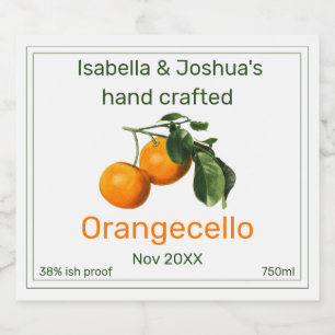 Orangecello label vintage sinaasappelillustratie likeurfles etiket