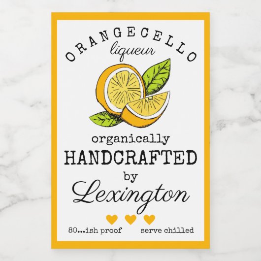 Orangecello likeurlabel voor een kleine fles | voedselcontainer etiket (Enkel label)