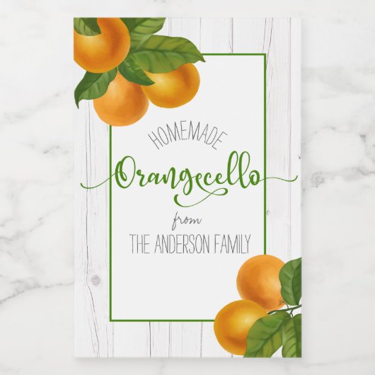 Orangecello waterverf oranje aangepast script wijn etiket (Enkel label)