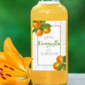 Orangecello waterverf oranje aangepast script wijn etiket