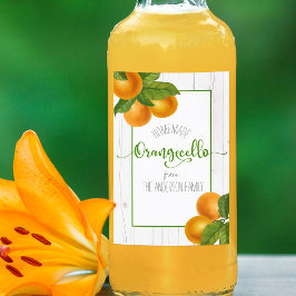 Orangecello waterverf oranje aangepast script wijn etiket