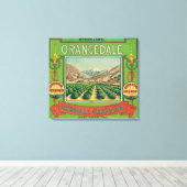 Orangedale Oranje LabelRedlands, CA Canvas Afdruk (Insitu (Houten vloer))