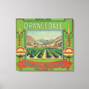 Orangedale Oranje LabelRedlands, CA Canvas Afdruk