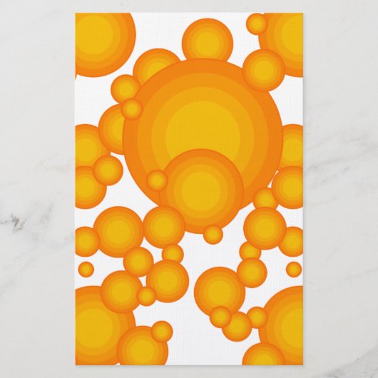 Oranger 70s vormende cirkels zoals bubbels briefpapier (Voorkant)