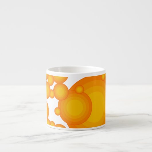 Oranger 70s vormende cirkels zoals bubbels espresso kop (Voorkant)