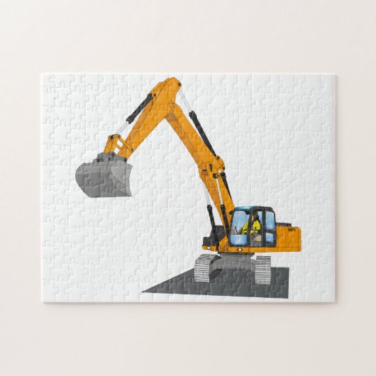 oranger Kettenbagger Legpuzzel (Horizontaal)