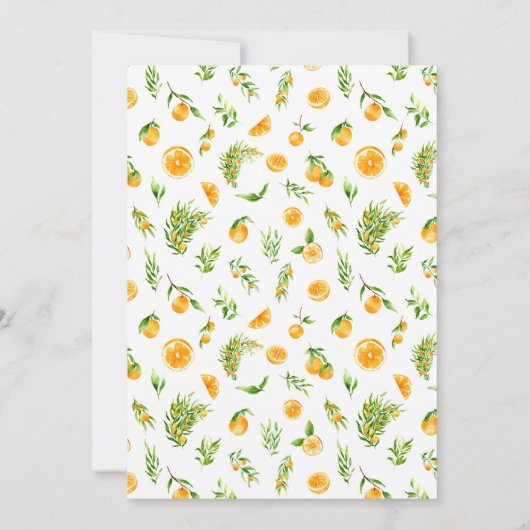 Oranges and Flowers Baby Shower Kaart (Achterkant)