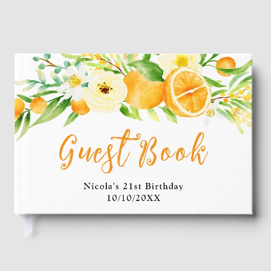 Oranges and Flowers Birthday Gastenboek (Voorkant)