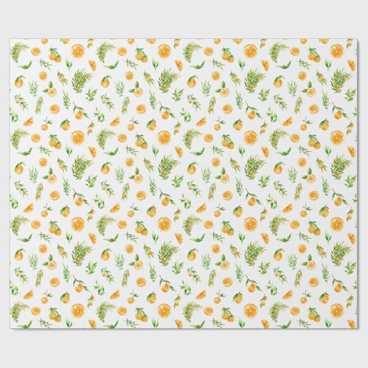 Oranges and Foliage Pattern Cadeaupapier (Vlak)