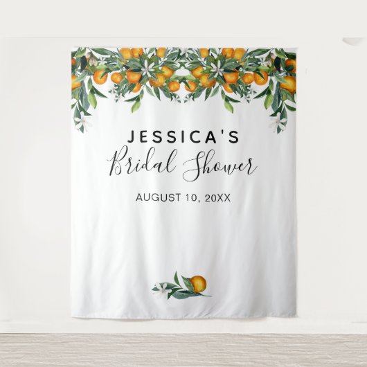 Oranges Bruidsfeest Backdrop Fotohokje Wandkleed (Voorkant)
