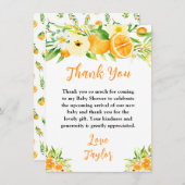 Oranges Citrus Baby Shower Bedankkaart (Voorkant / Achterkant)