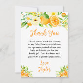 Oranges Citrus Baby Shower Bedankkaart (Voorkant)