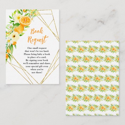 Oranges Citrus Baby Shower Book Request Informatiekaartje (Voorkant / Achterkant)