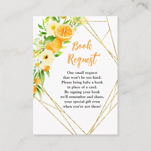 Oranges Citrus Baby Shower Book Request Informatiekaartje (Voorkant)