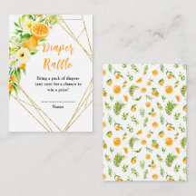 Oranges Citrus Baby Shower Diaper Raffle