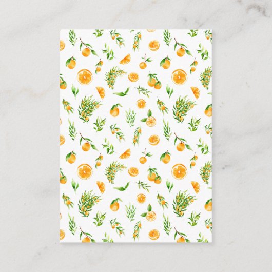 Oranges Citrus Baby Shower Display Shower Informatiekaartje (Achterkant)