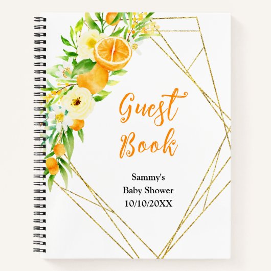 Oranges Citrus Baby Shower Guest Book Notitieboek (Voorkant)