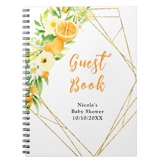 Oranges Citrus Baby Shower Guest Book Notitieboek (Voorkant)