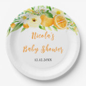 Oranges Citrus Baby Shower Papieren Bordje (Voorkant)