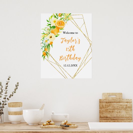 Oranges Citrus Birthday Party Welcome Sign Poster (Keuken)