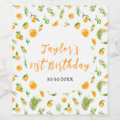 Oranges Citrus Birthday Party Wijn Etiket (Enkel label)