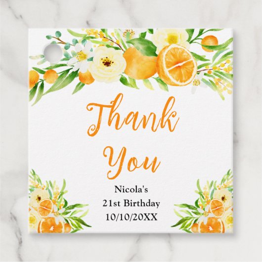 Oranges Citrus Birthday Thank You Bedankjes Labels (Voorkant)