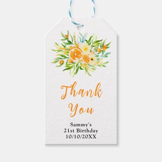 Oranges Citrus Birthday Thank You Cadeaulabel (Voorkant)