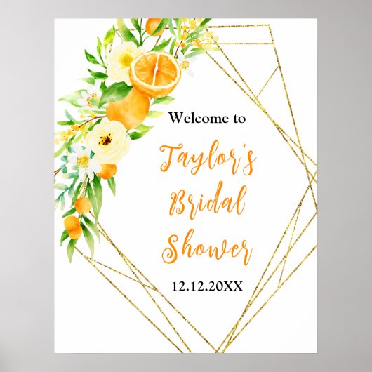 Oranges Citrus Bridal Shower Welcome Sign Poster (Voorkant)