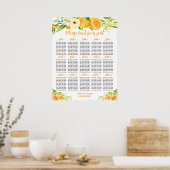 Oranges Citrus Wedding 15 Tables Seating Chart Poster (Keuken)
