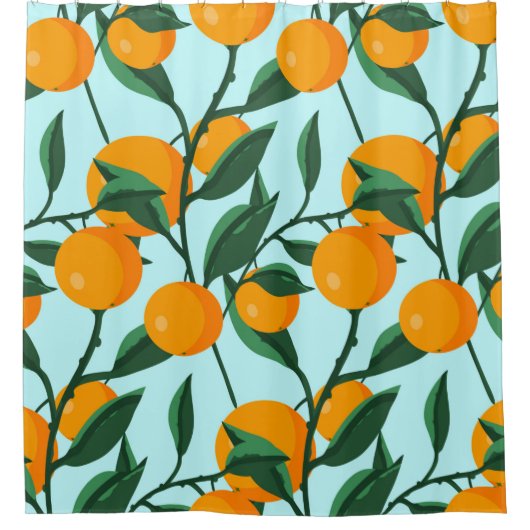 oranges on leaf branches seamless pattern, citrus  douchegordijn (Voorkant)