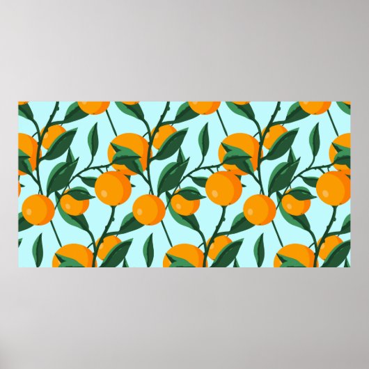 oranges on leaf branches seamless pattern, citrus  poster (Voorkant)