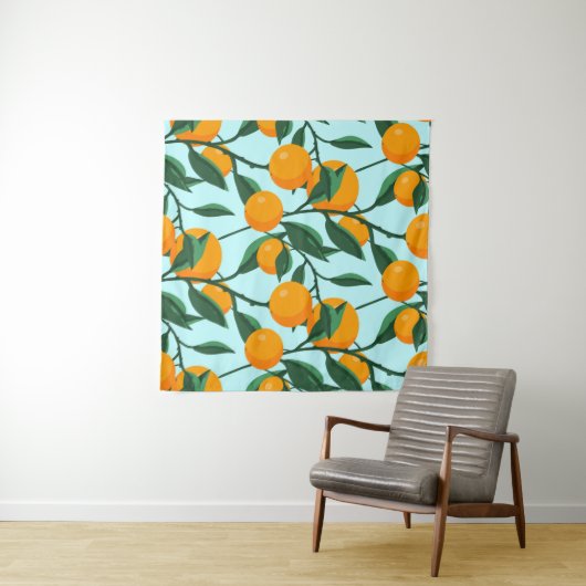 oranges on leaf branches seamless pattern, citrus  wandkleed (In Situ (horizontaal))