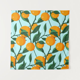 oranges on leaf branches seamless pattern, citrus  wandkleed