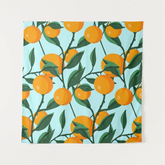 oranges on leaf branches seamless pattern, citrus  wandkleed (Voorkant)