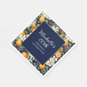 Oranges White Flowers Navy Blue Birthday Welcome Servet (Hoek)