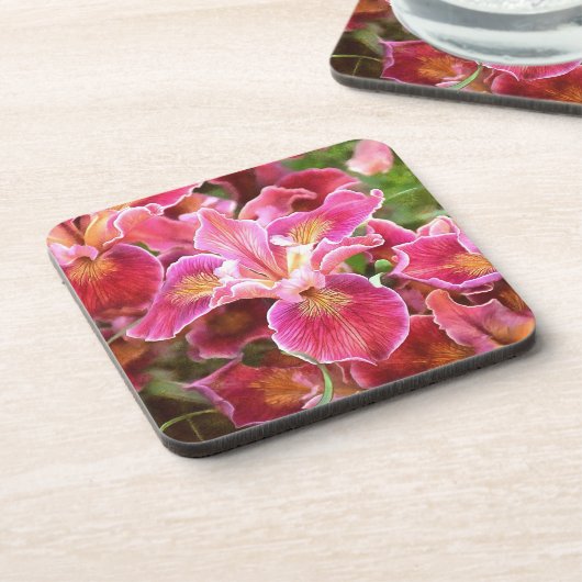 Orangish Pink Iris Bier Onderzetter (Linkerzijde)