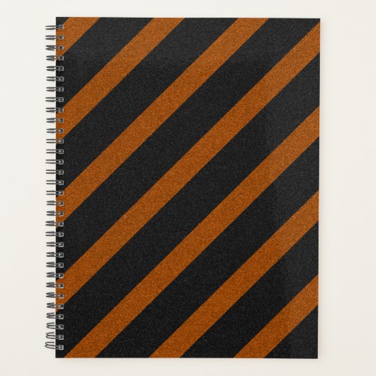 Orangle & Black Stripes Glitter Planner (Voorkant)