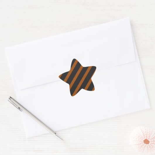 Orangle & Black Stripes Glitter Ster Sticker (Envelop)
